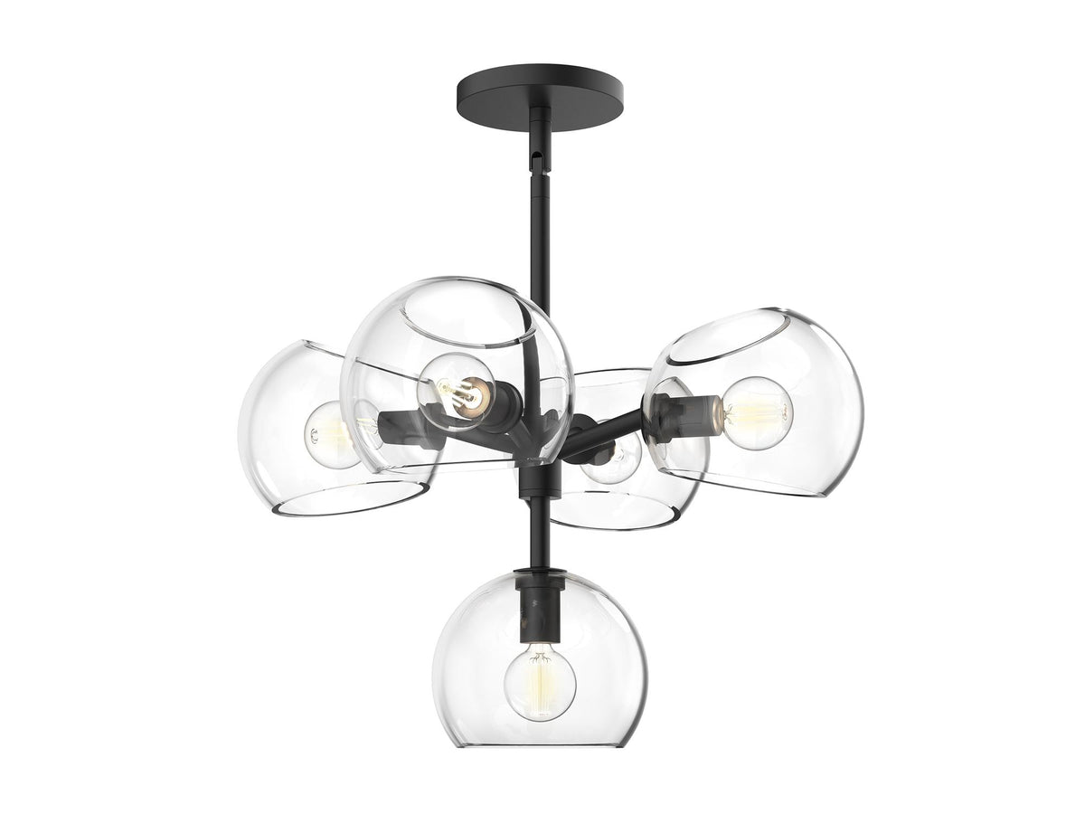 Willow Chandelier – 18" / Matte Black/Clear Glass