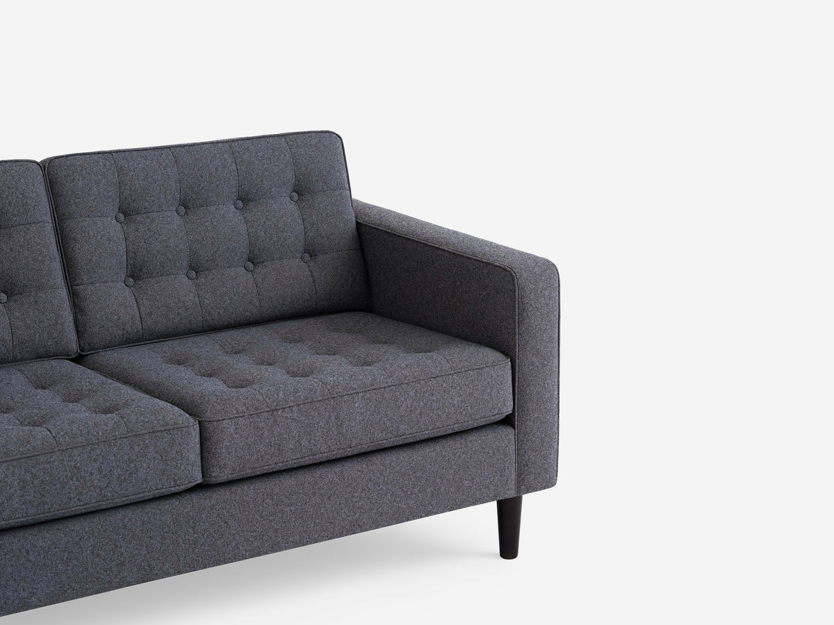 Jet Ash with Black Ash Legs - Left Hand Facing Chaise - Regular Arm Height