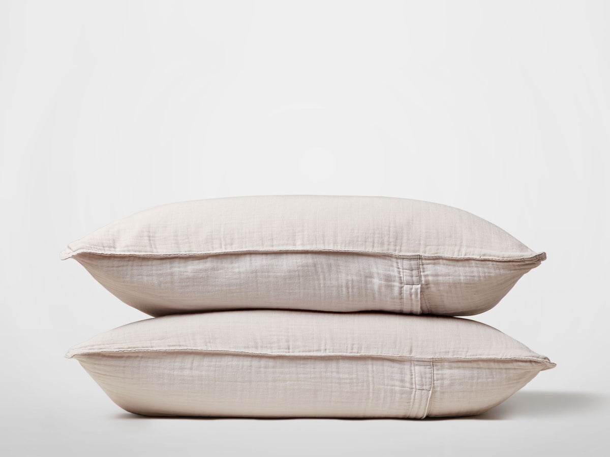 Silk & Snow Muslin Sham Set – Standard / Oat