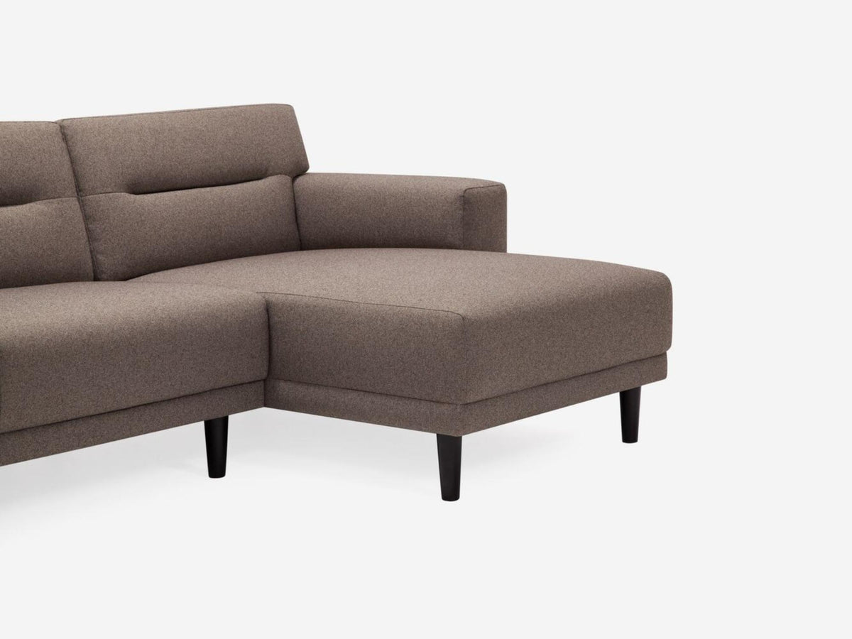 Grade 30 Jet Owl (Discontinued) with Black Ash - Horizontal Pull Back Cushion Detail - Right Hand Facing Chaise