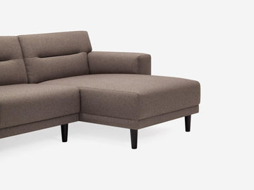 Grade 30 Jet Owl (Discontinued) with Black Ash - Horizontal Pull Back Cushion Detail - Right Hand Facing Chaise