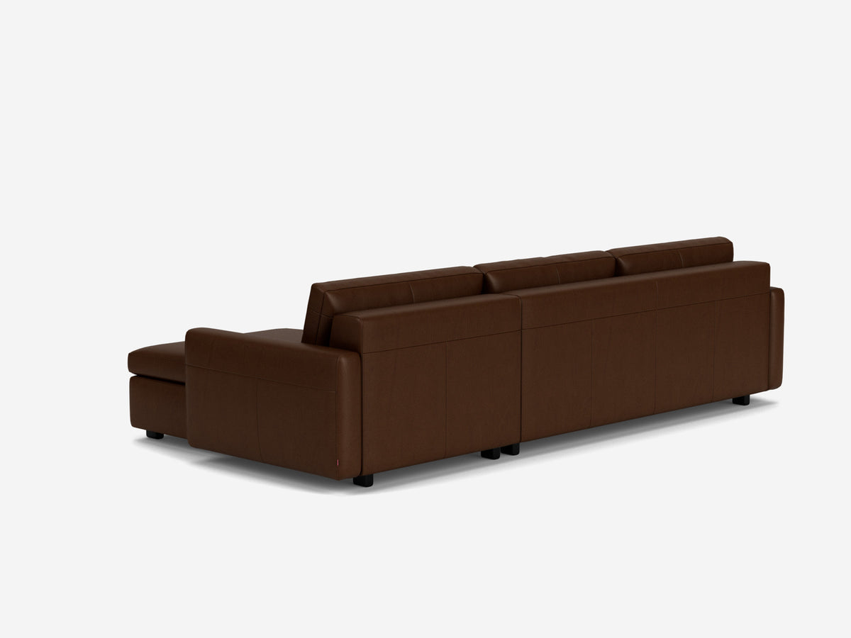 Coachella Madera with Black Ash Legs - Narrow Arms - Queen - Right Hand Facing Storage Chaise