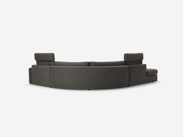 Onno Charcoal Warm Grey with Additional Headrest - Wide Seat - Left Hand Facing Backless Chaise - Wide Track Arm