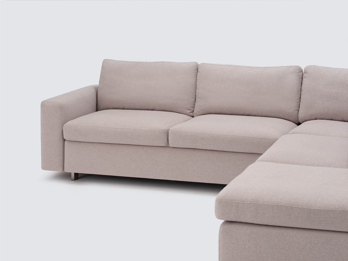 Ava Cloud with Stainless Steel Legs - Right Hand Facing Backless Chaise - Standard Arms