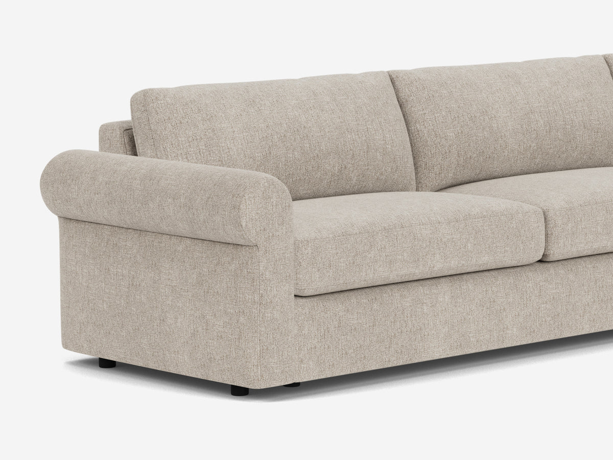 Polo Grey Fabric - 3 Seat - Shallow - Roll Arms