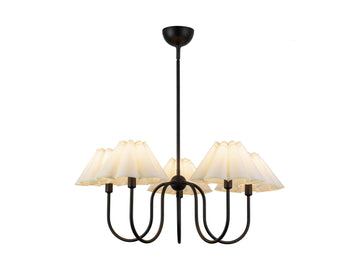 Rosemary Chandelier – Matte Black/Folded White