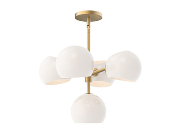Willow Chandelier – 18" / Brushed Gold/Opal Matte Glass