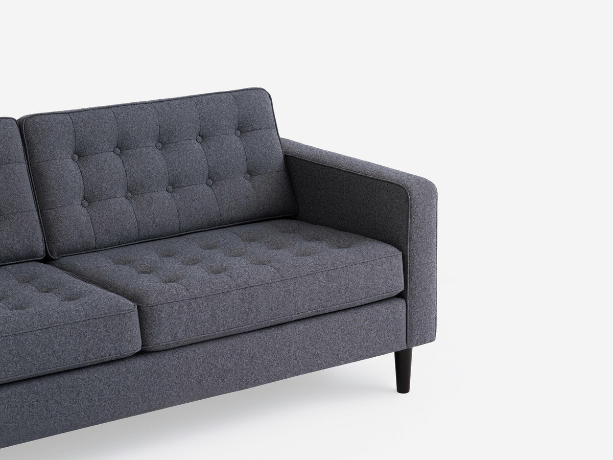 Jet Ash with Black Ash Legs - Left Hand Facing Grand Chaise - Regular Arm Height
