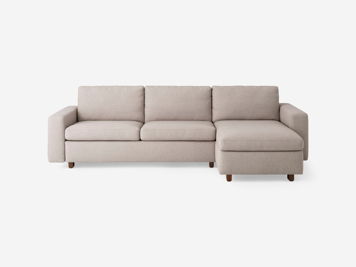 Ava Cloud with Walnut Legs - Standard Arms - Double - Right Hand Facing Storage Chaise