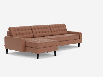 Ceder Burnt Orange with Black Ash Legs - Left Hand Facing Grand Chaise - Low Arm Height