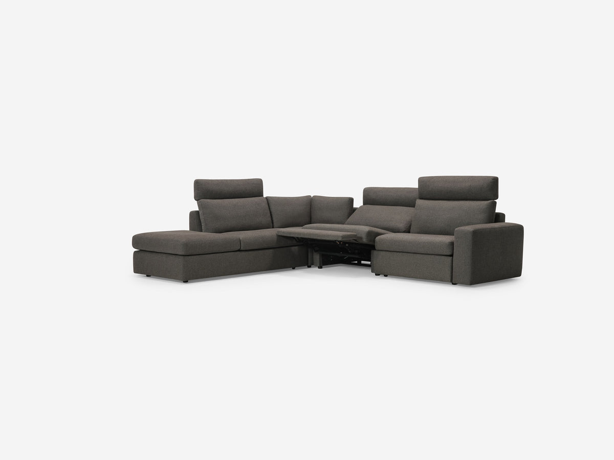 Onno Charcoal Warm Grey with Additional Headrest - Wide Seat - Left Hand Facing Backless Chaise