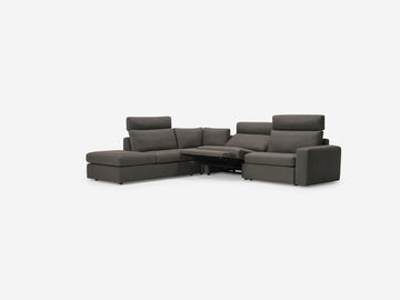 Onno Charcoal Warm Grey with Additional Headrest - Wide Seat - Left Hand Facing Backless Chaise