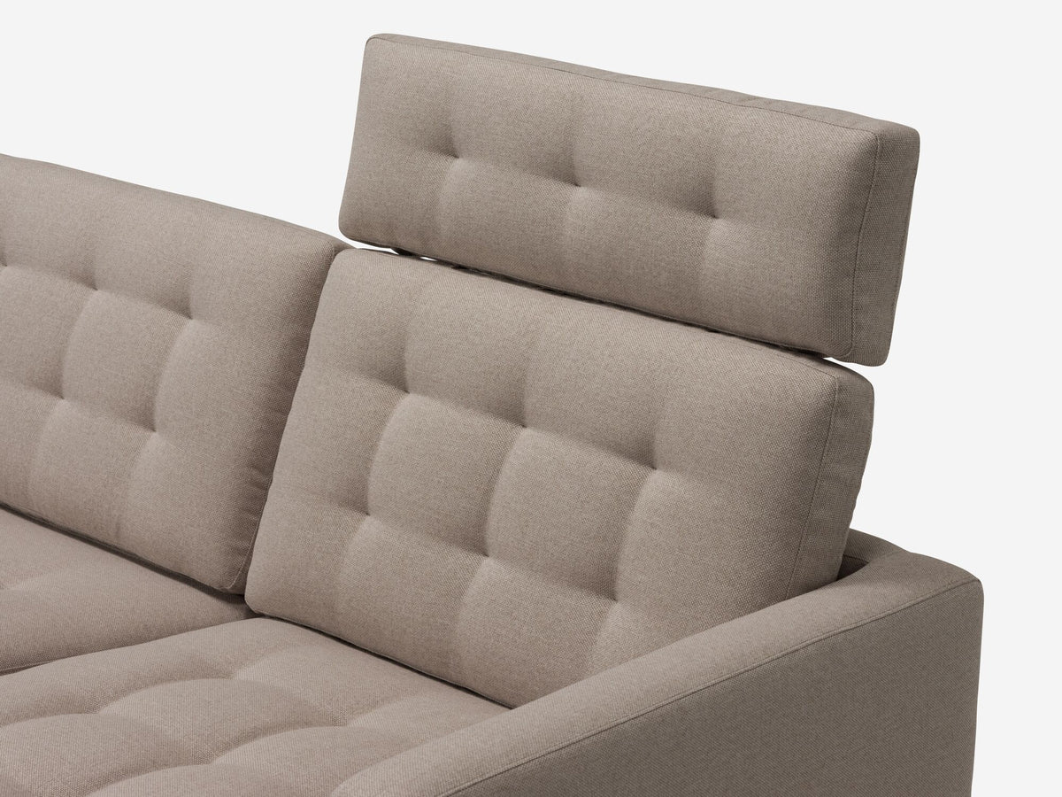 Panama Natural Fabric with Black Ash Legs - Right Hand Facing Chaise - Optional Headrest