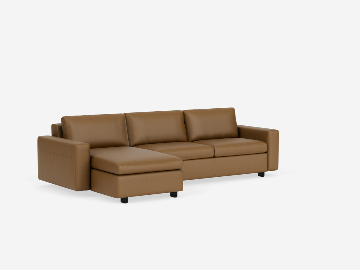 Rein Toast with Black Ash Legs - Standard Arms - Double - Left Hand Facing Chaise - Non-Storage Chaise