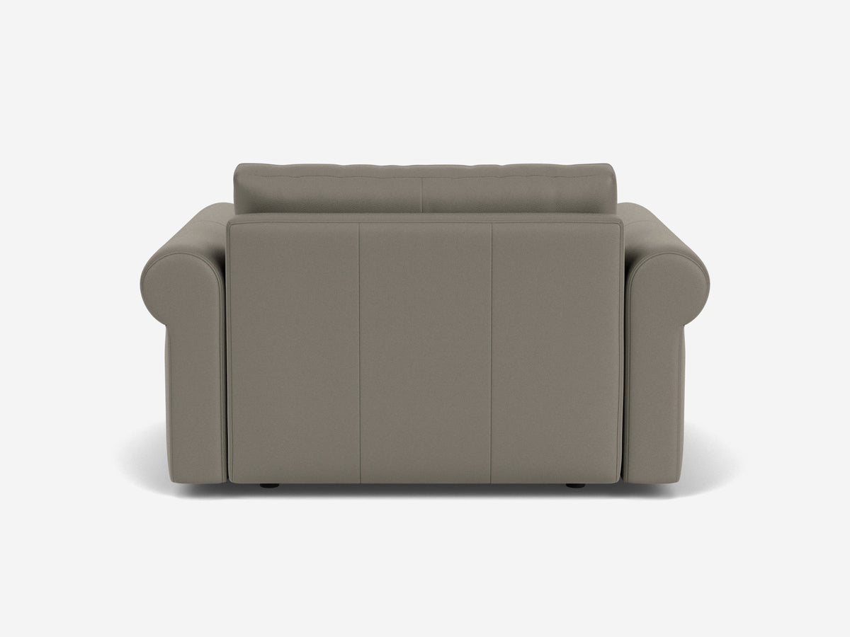 Rein Grey Leather - Shallow - 35 inch seat width - Roll Arms