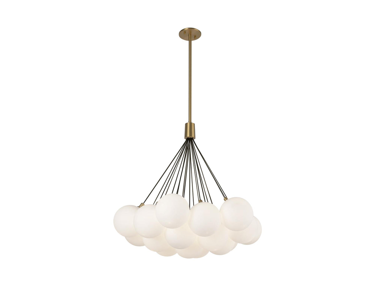 Bolla Chandelier – 28" / Brushed Gold/Opal Glass