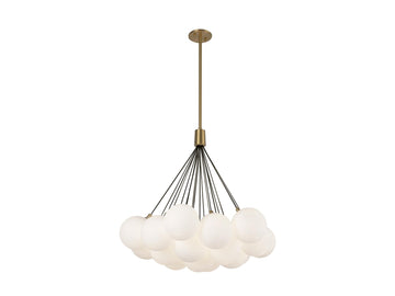 Bolla Chandelier – 28" / Brushed Gold/Opal Glass