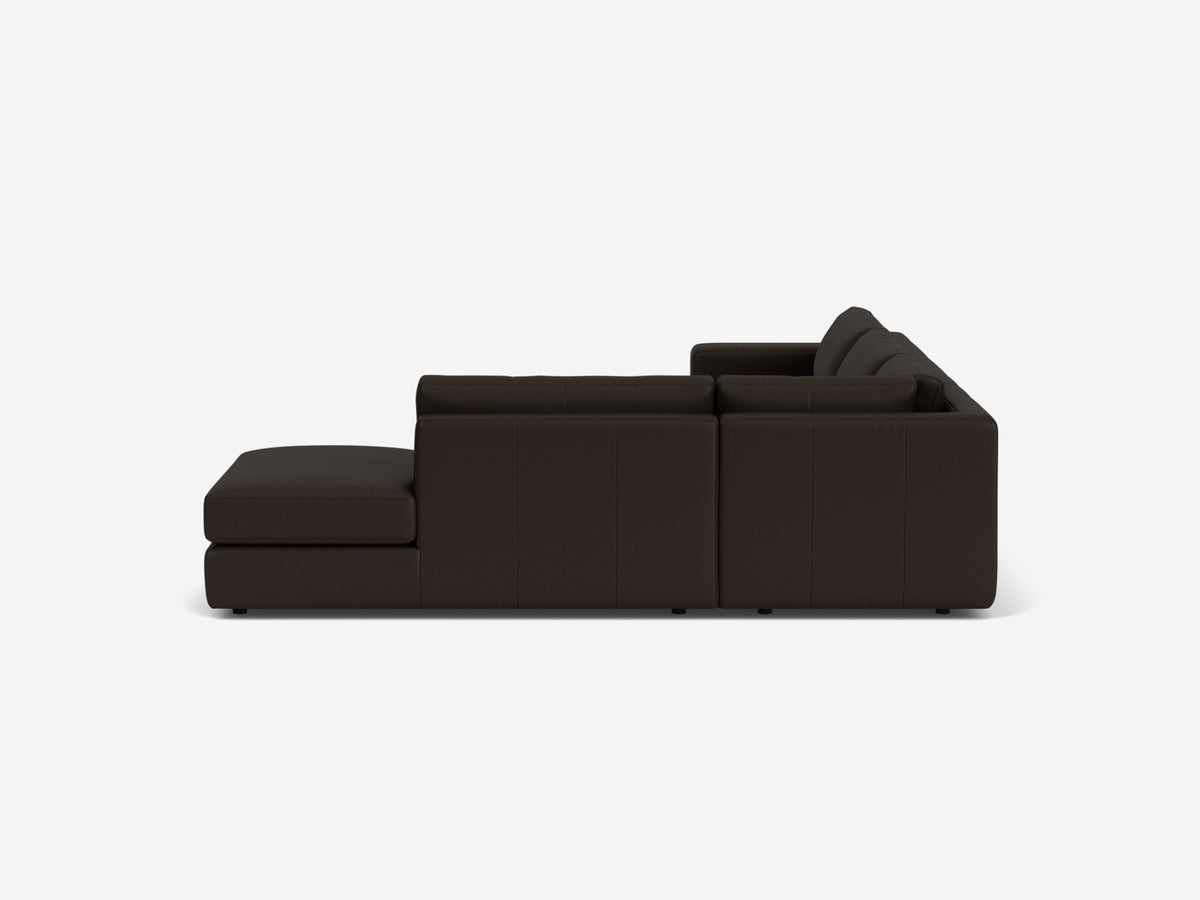 Broadway Granite Leather - Right Hand Facing Backless Chaise