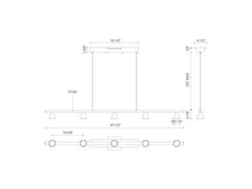 Dune Linear Pendant – 47" / Black – view 2
