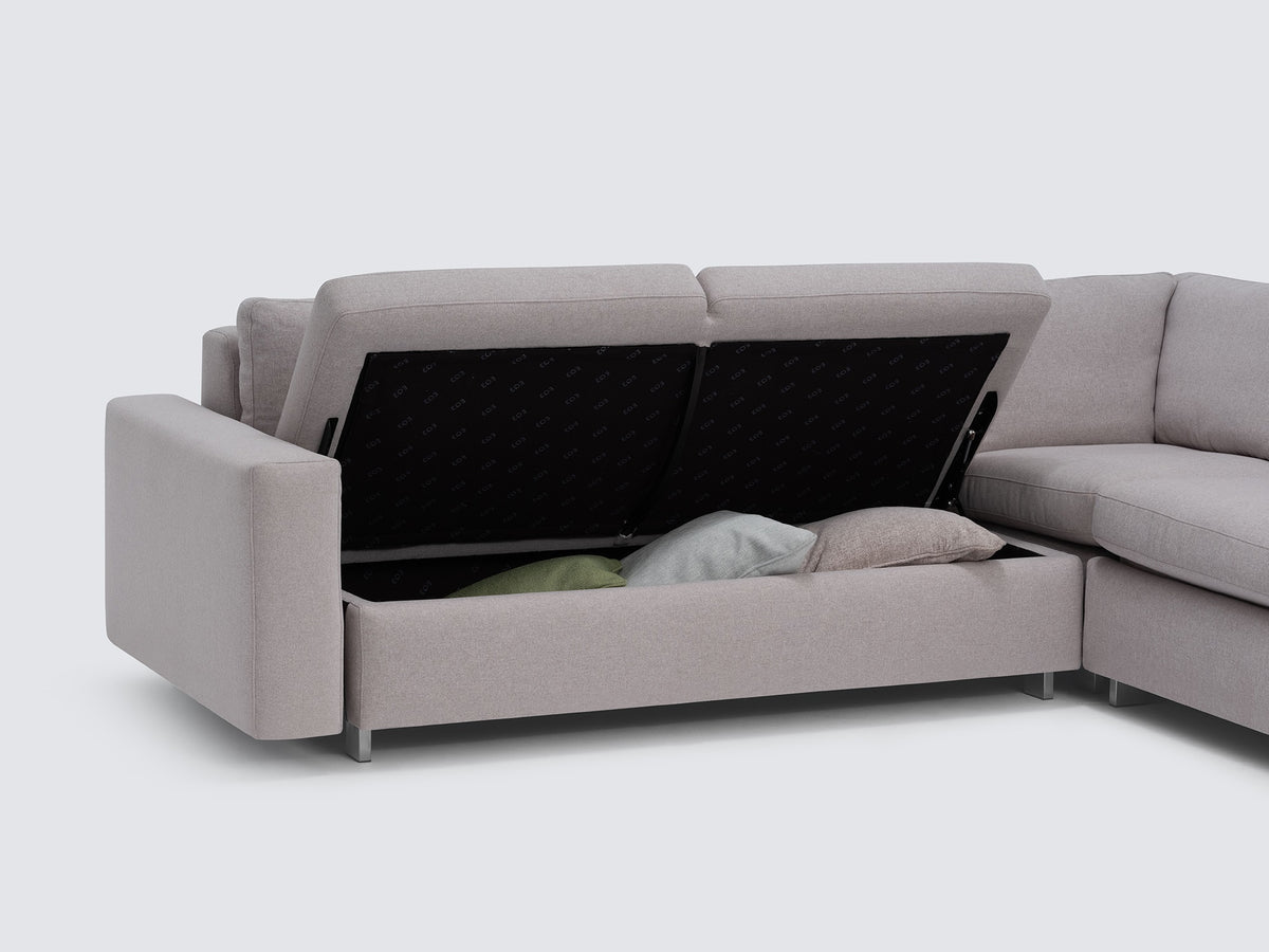 Ava Cloud with Stainless Steel Legs - Standard Arms - Left Hand Facing Storage Loveseat