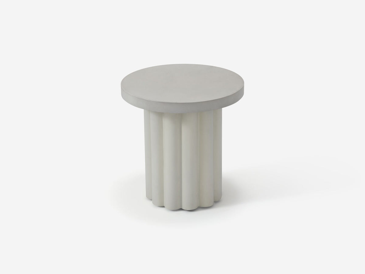 Sculptural Fluted End Table – White – view 2
