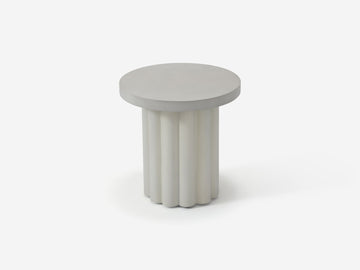 Sculptural Fluted End Table – White – view 2