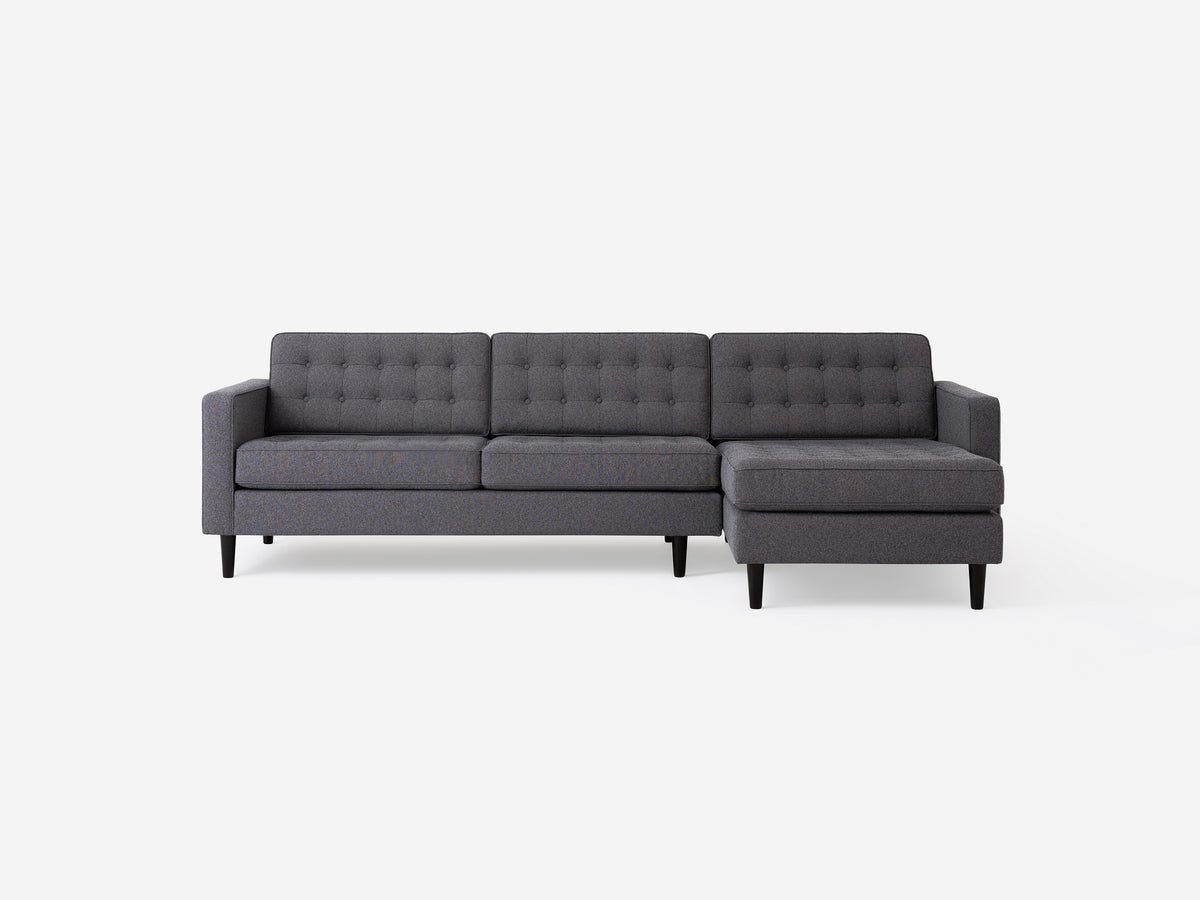 Jet Ash with Black Ash Legs - Right Hand Facing Grand Chaise - Regular Arm Height