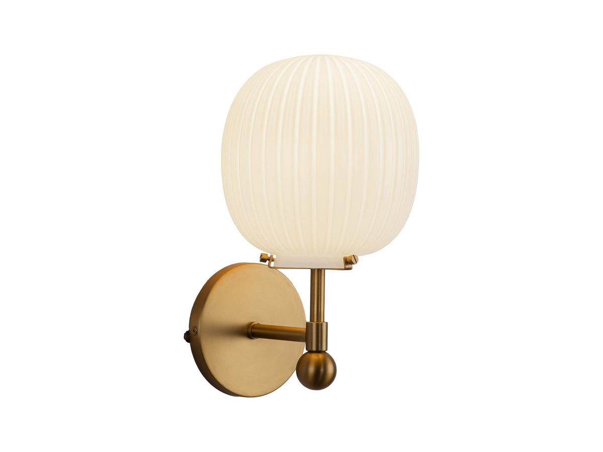 Cherise Wall Lamp – Brushed Gold/Glossy Ribbed Opal Glass