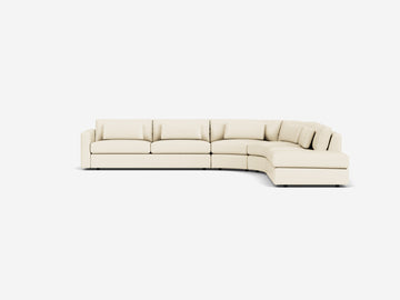 Broadway Alabaster Leather - Deep - Right Hand Facing Backless Chaise
