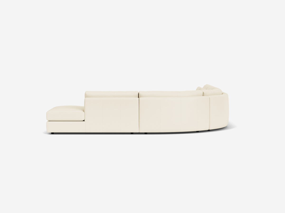 Broadway Alabaster Leather - Deep - Right Hand Facing Backless Chaise