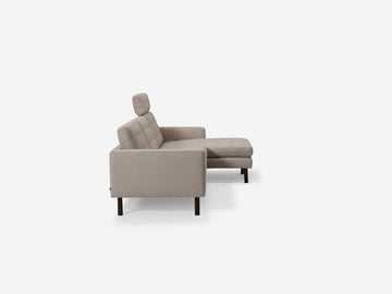 Panama Natural Fabric with Black Ash Legs - Right Hand Facing Chaise - Optional Headrest