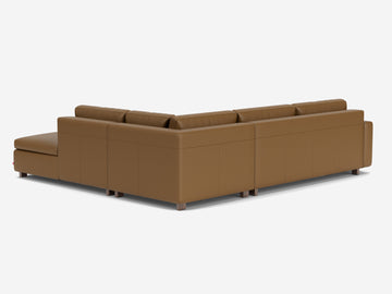 Rein Toast with Walnut Legs - Right Hand Facing Backless Chaise - Standard Arms