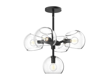Willow Chandelier – 18" / Clear Glass/Matte Black