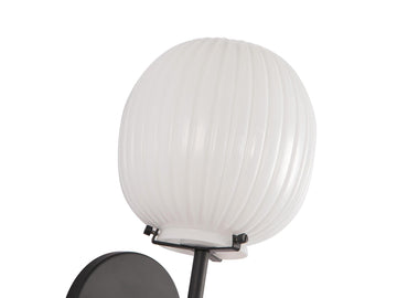Cherise Wall Lamp – Matte Black/Glossy Ribbed Opal Glass – view 2