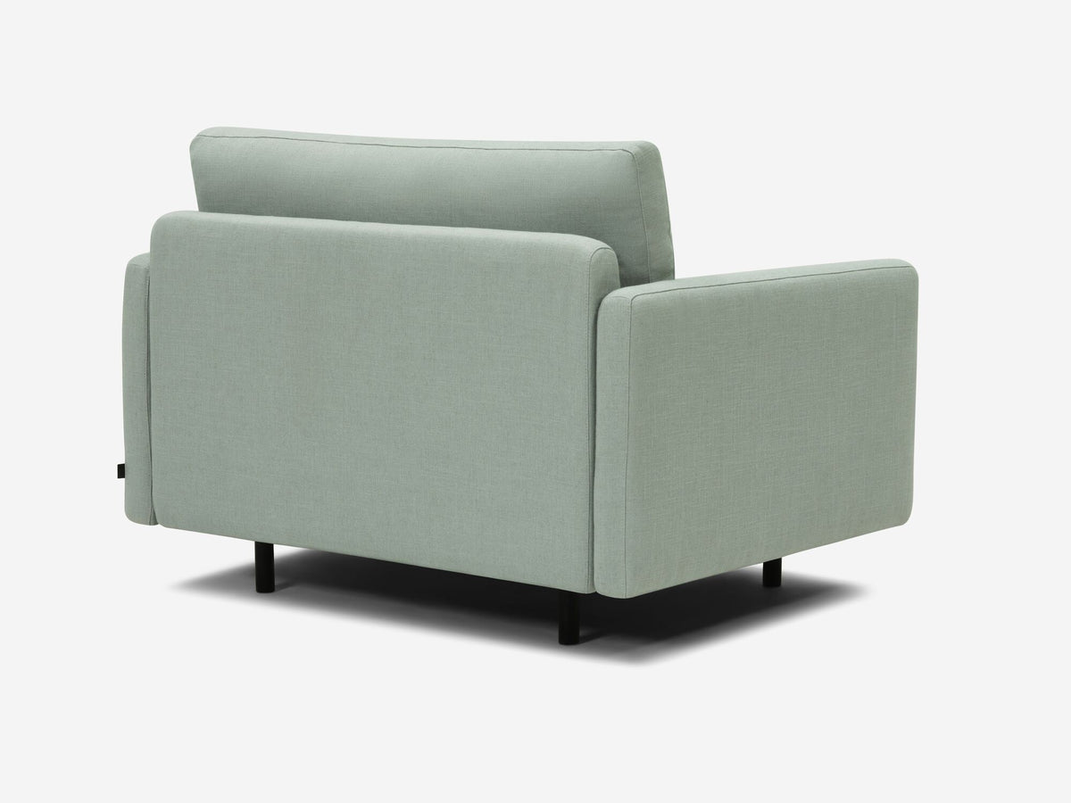 Aspen Mist Fabric - Shallow (35") - 35.8" Seat Width - Narrow Arms - Metal Tubular Legs