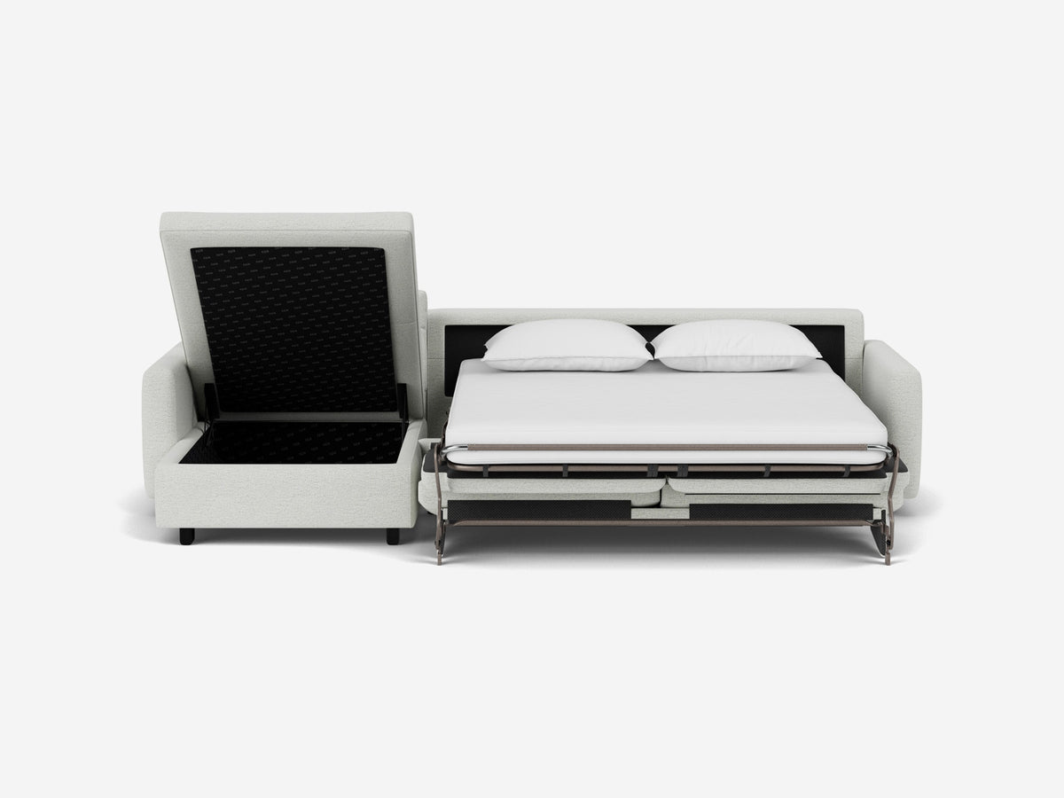 Arctic Wolf with Black Ash Legs - Narrow Arms - Queen - Left Hand Facing Storage Chaise
