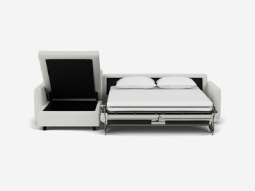 Arctic Wolf with Black Ash Legs - Narrow Arms - Queen - Left Hand Facing Storage Chaise