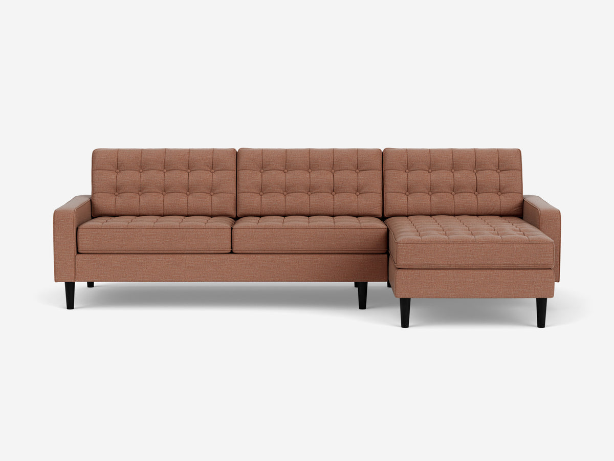 Ceder Burnt Orange with Black Ash Legs - Right Hand Facing Grand Chaise - Low Arm Height