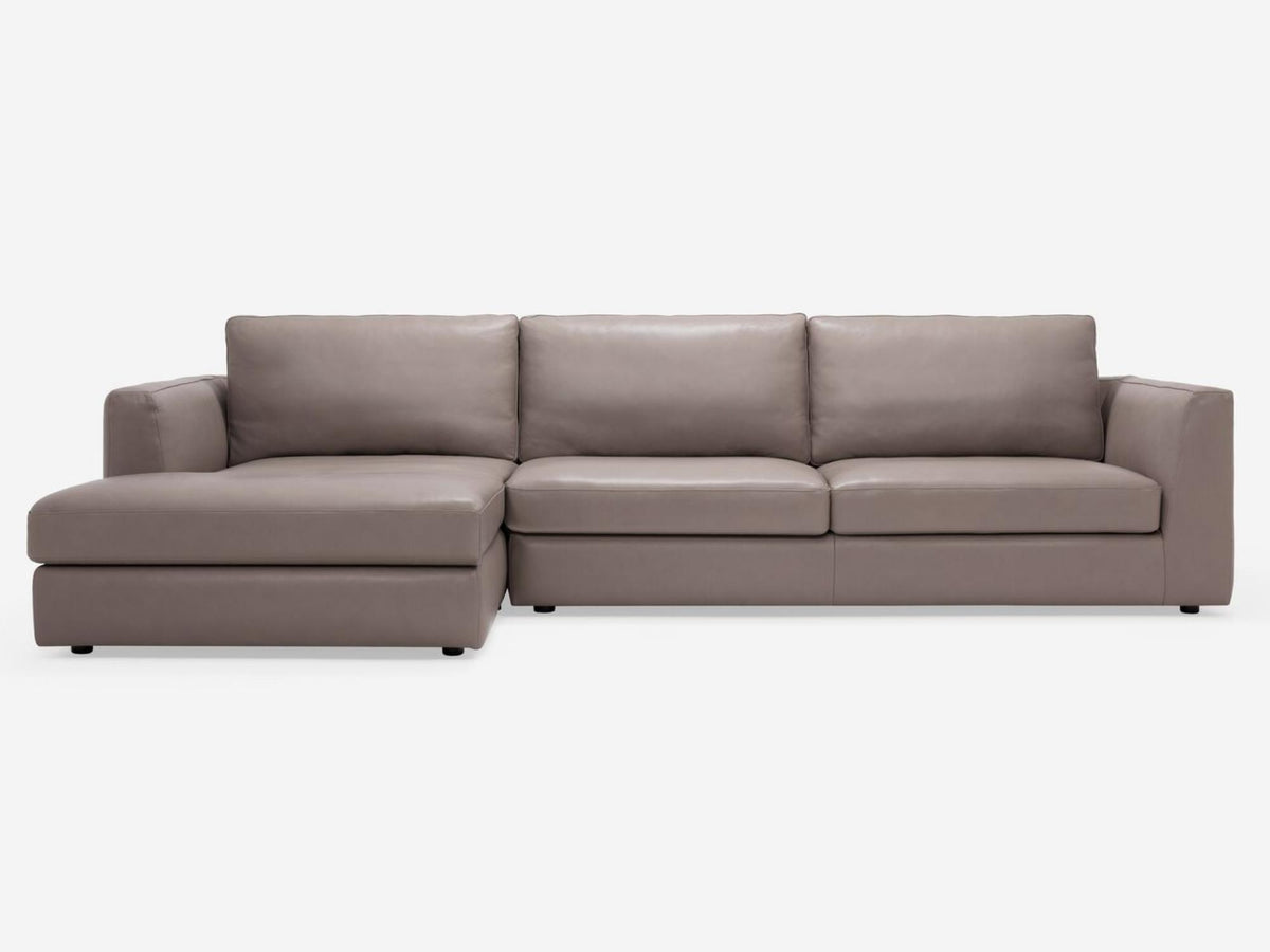 Suave Chrome - Left Hand Facing Chaise - Angled Arms - 1.5" Legs