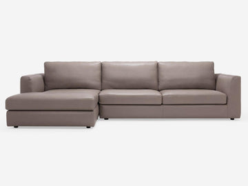 Suave Chrome - Left Hand Facing Chaise - Angled Arms - 1.5" Legs