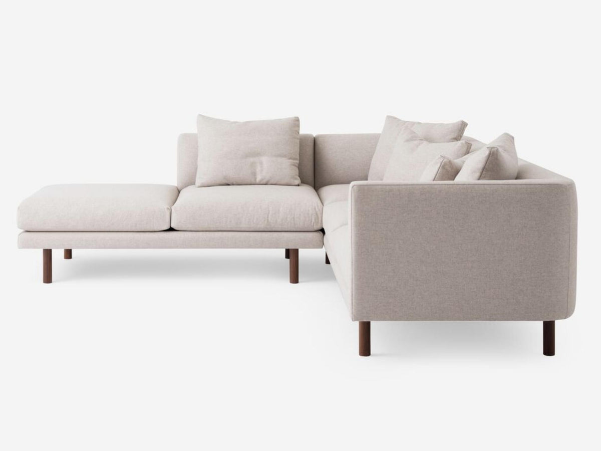 Grade 60 Lana Sand with Walnut Legs - Left Hand Facing Backless Chaise