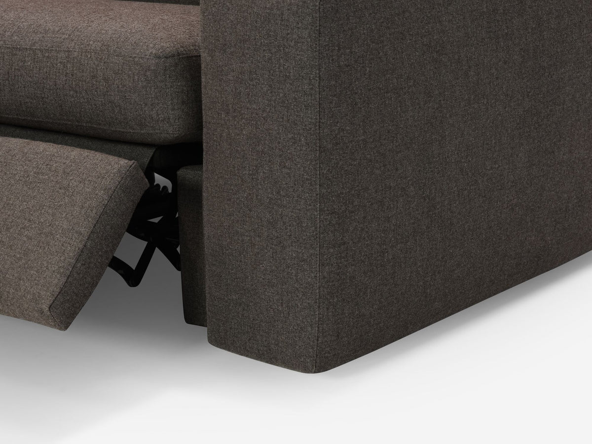 Onno Charcoal Warm Grey with Additional Headrest - Wide Seat - Left Hand Facing Backless Chaise - Wide Track Arm