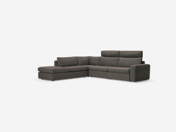 Onno Charcoal Warm Grey with No Additional Headrest - Wide Seat - Left Hand Facing Backless Chaise - Wide Track Arm