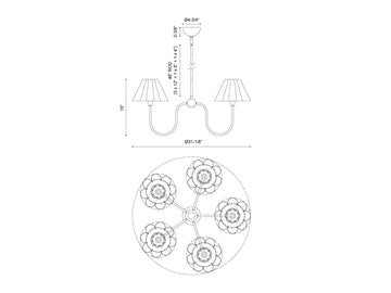 Rosemary Chandelier – Matte Black/Folded White – view 4