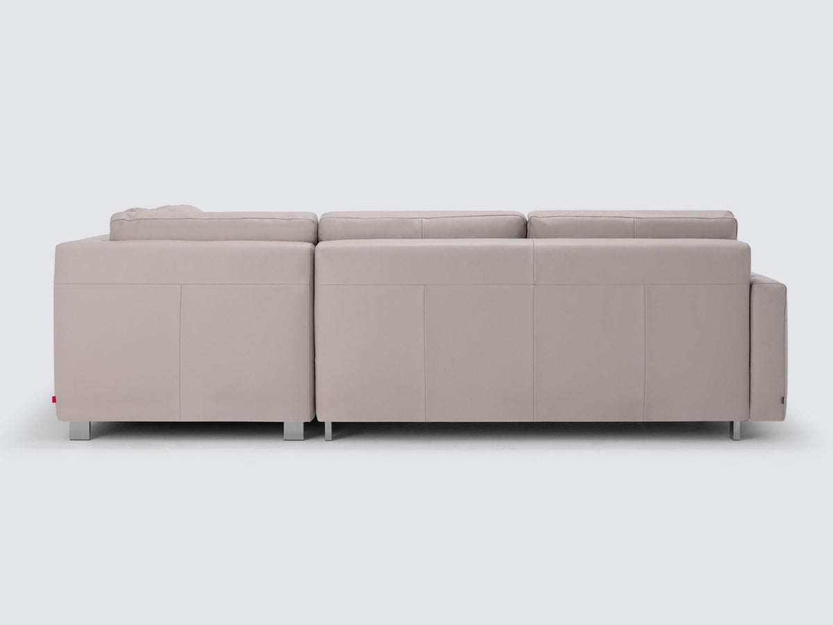 Grey Leather with Stainless Steel Legs - Right Hand Facing Backless Chaise - Narrow Arms