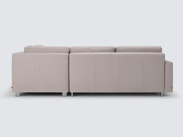 Grey Leather with Stainless Steel Legs - Right Hand Facing Backless Chaise - Narrow Arms