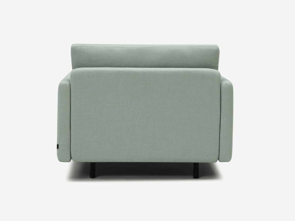Aspen Mist Fabric - Shallow (35") - 32.5" Seat Width - Narrow Arms - Metal Tubular Legs