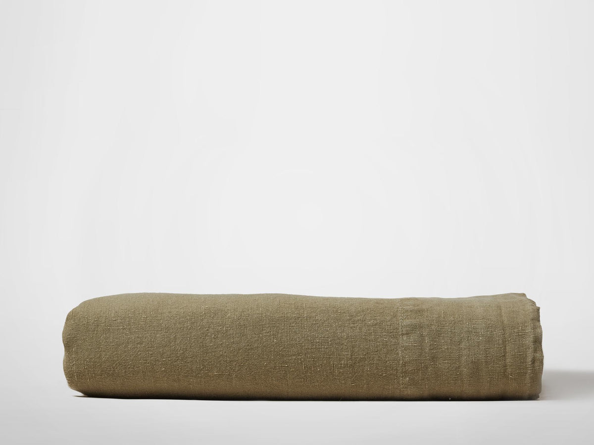 Silk & Snow Flax Flat Sheet – Full / Olive Green