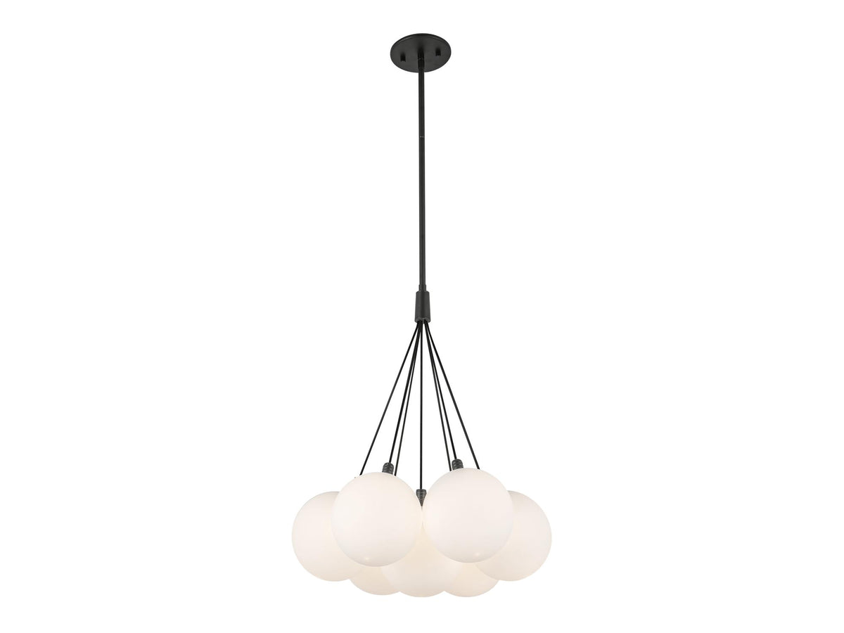Bolla Chandelier – 17" / Black/Opal Glass