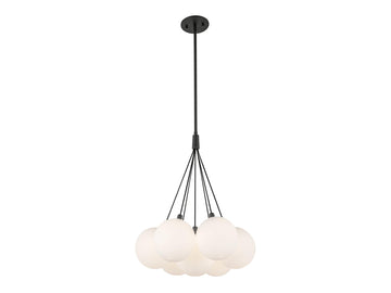 Bolla Chandelier – 17" / Black/Opal Glass
